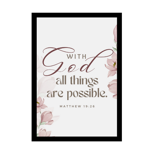 “With God all things are possible.”- Bible Verse Wall Hanging frame - Office & Work place