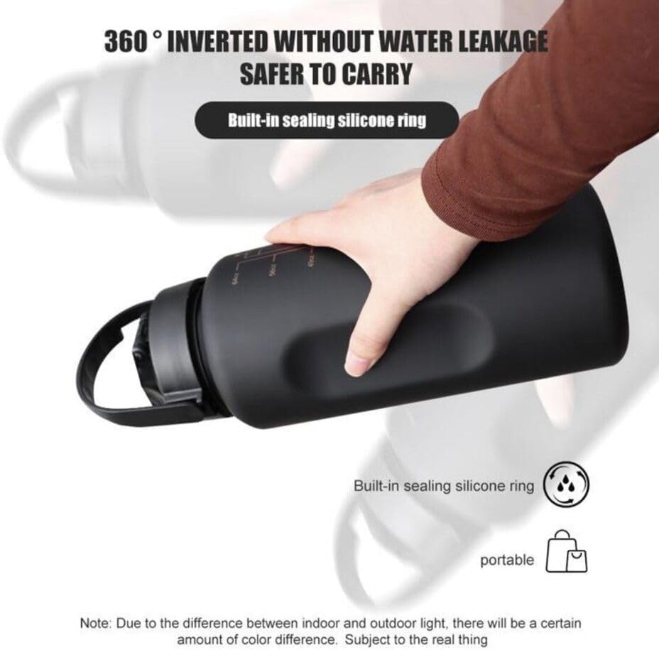 Motivational 3 set Water Bottle Leakproof & Reusable Combo Set (2L, 900ML, 300ML) – With Straw and Stickers for Gym, Office, Travel - Pink Black Grey