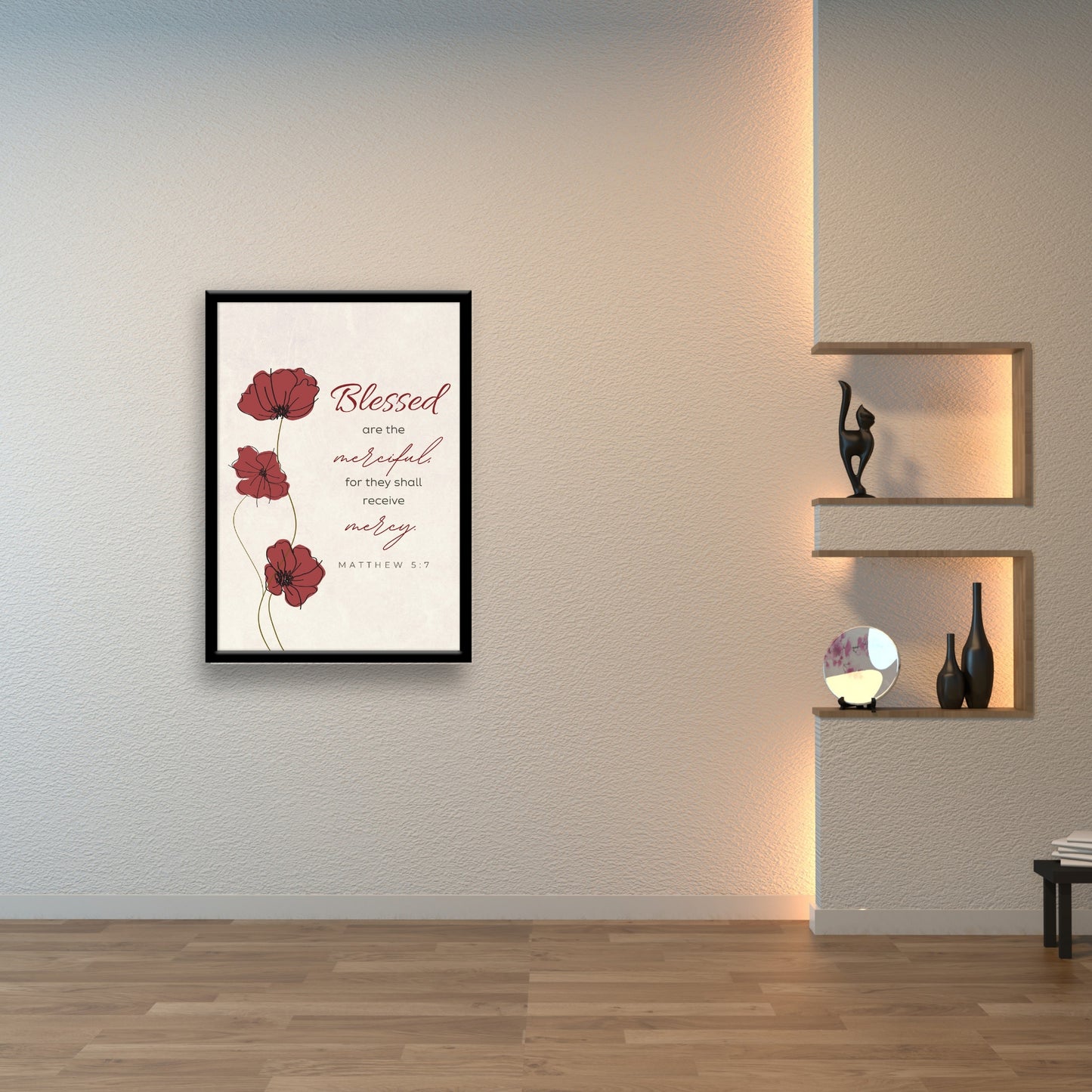 Blessed are the merciful.. Bible verse wall frames home decor Items for living room wall hangings for office decoration Christian bible verse board -Size - 13” X 19”