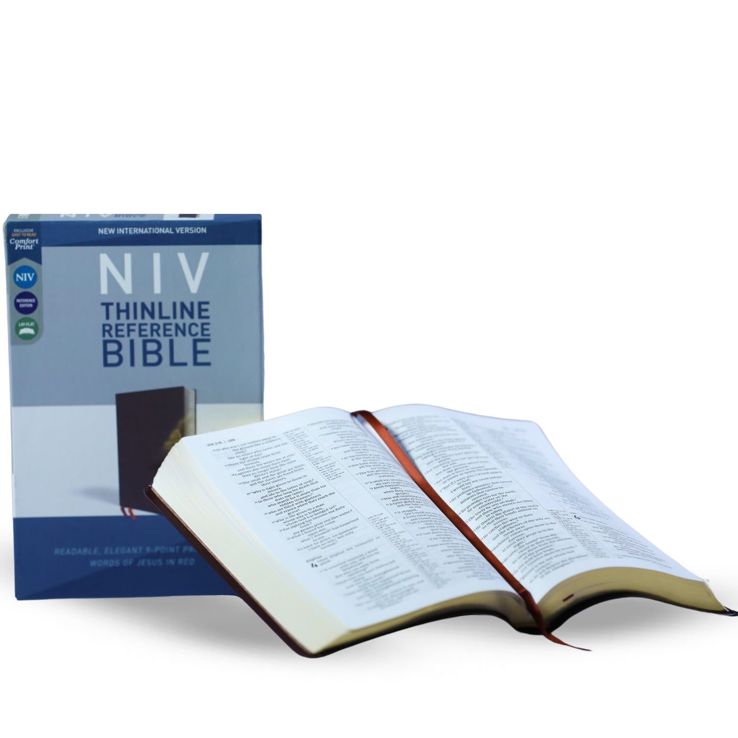 NIV Thinline Reference Bible Leathersoft - Brown - Red Letter- Comfort Print