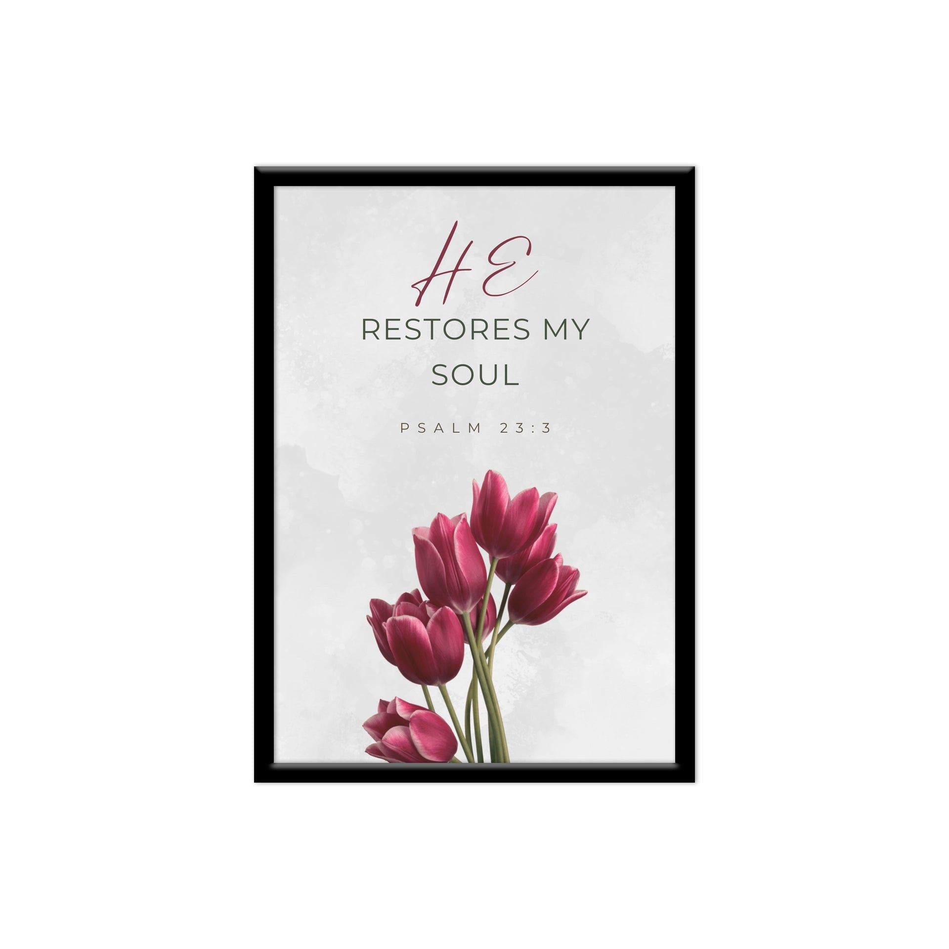 He restores my soul.. Bible verse wall frames home decor Items for living room wall hangings for office decoration Christian bible verse board -Size - 13” X 19”