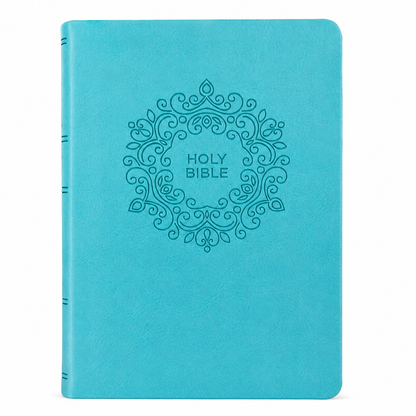 NKJV Thinline Bible, Compact, Leathersoft, Turquoise Blue, Red Letter, Comfort Print Holy Bible Old and New Testament - English Reference Bible Size 4.5" X 7"