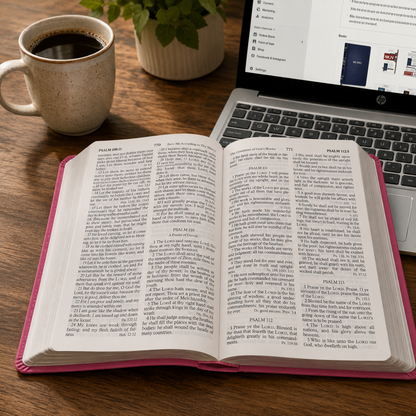KJV Large Print Personal Size Reference Bible, Pink LeatherTouch Cover,  11.5-Point Font, Red Letter Edition, Concordance & Maps - Old and New Testament - English Reference Bible Size- 6" X 8.5"
