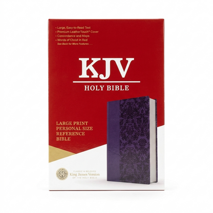 KJV Large Print Personal Size Reference Bible, Violet LeatherTouch Cover,  11.5-Point Font, Red Letter Edition, Concordance & Maps - Old and New Testament - English Reference Bible Size- 6" X 8.5"