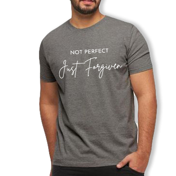 Men’s Round Neck Casual Fit Half Sleeve “Not Perfect Just Forgiven” printed T-shirt