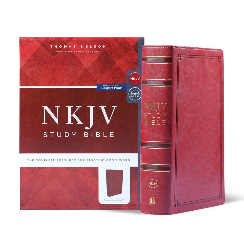 NKJV Study Bible, Imitation Leather, Red, Red Letter Edition, Comfort Print: The Complete Resource for Studying God’s Word