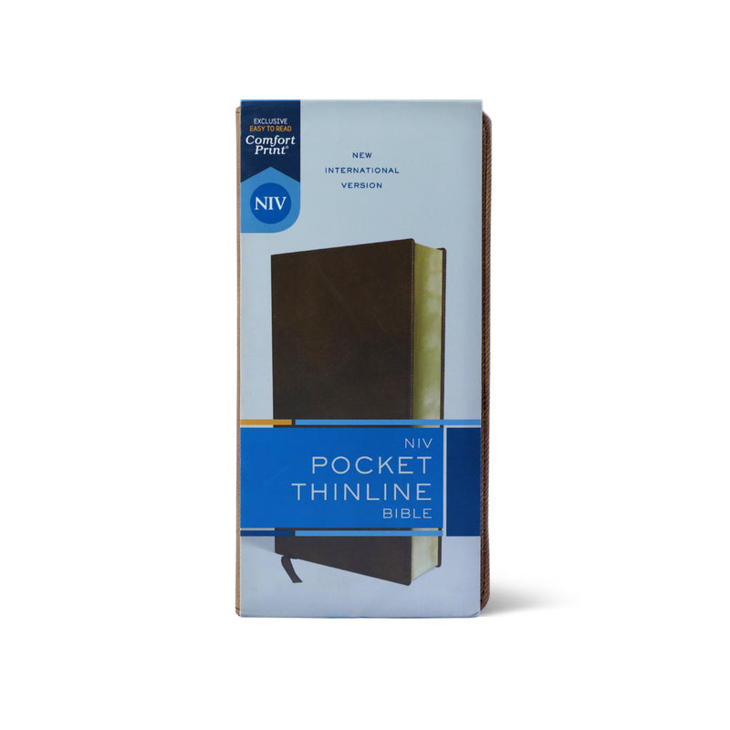 NIV Pocket Thinline Bible - Leathersoft - Brown