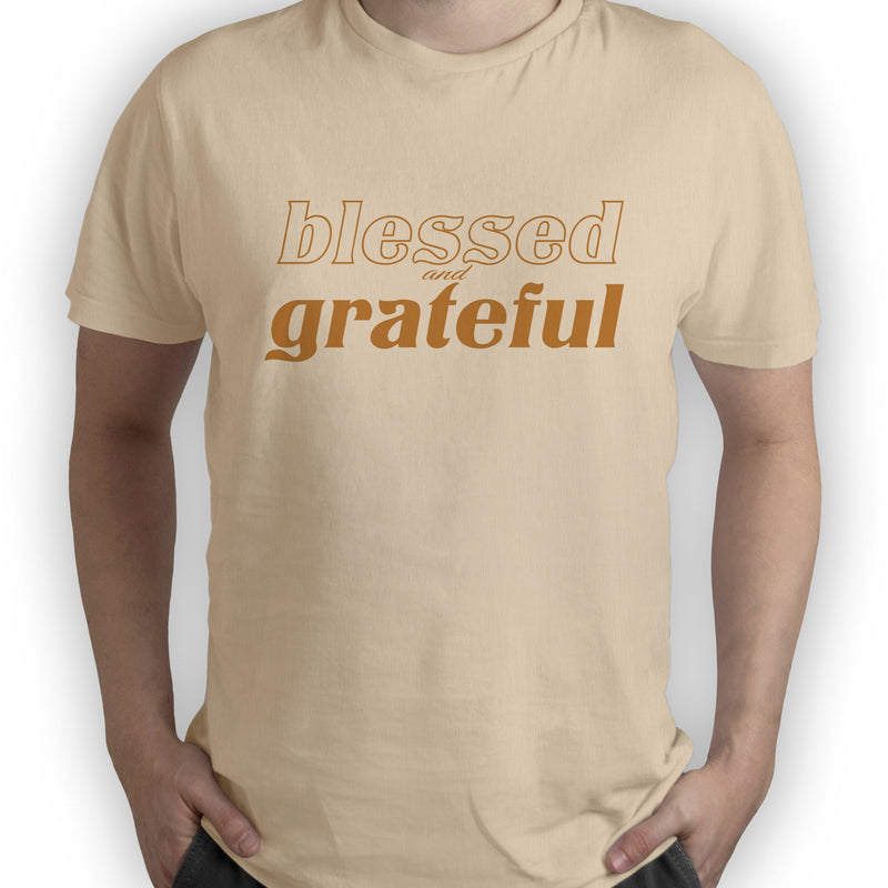Men’s Round Neck Casual Regular Fit Half Sleeve "blessed grateful" printed T-shirt