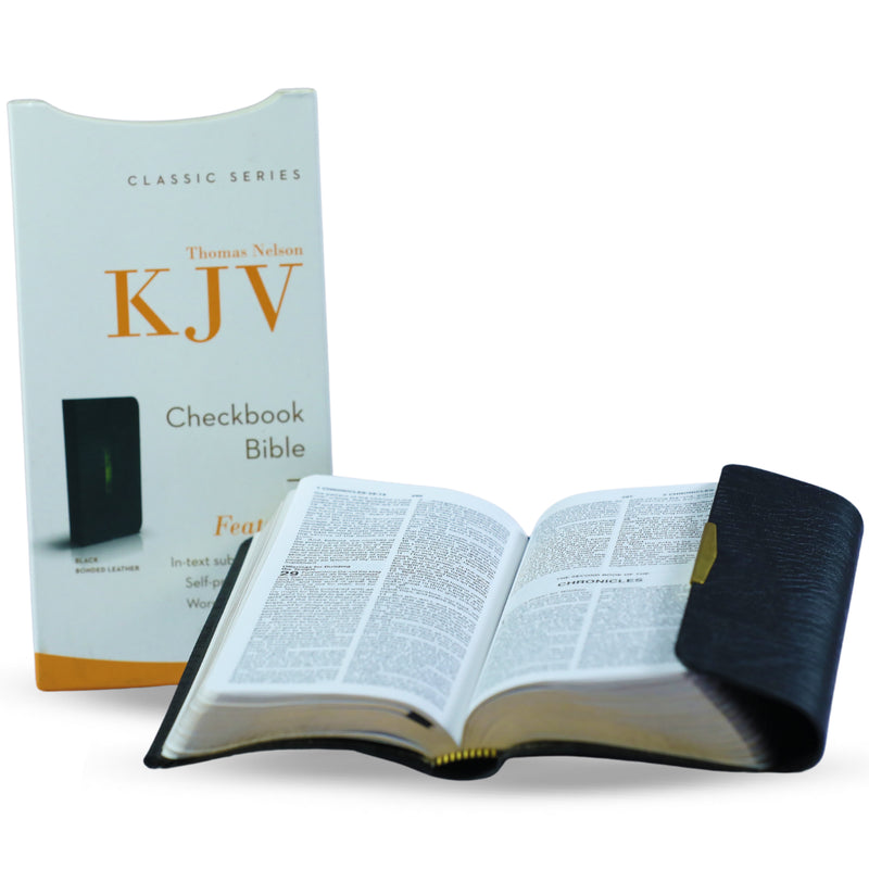 KJV, Checkbook Bible, Compact, Bonded Leather, Black, Wallet Style, Red Letter: Holy Bible, King James Version