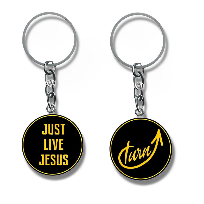 UTurn Keychain with Just Live Jesus silicone Keychain with metal keyrings